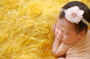 Pearl Headband / Pink Flower Headband / Baby Girl Headband / Beaded Headband / Christening Headband / Baptism / Newborn Photography Prop