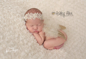 Gold Glitter Angel Baby Wing and Baby Headband Set