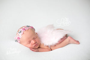 Baby Pink Angel Wing and Baby Beaded Lace Headband