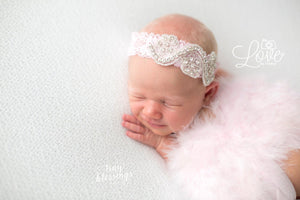 Baby Pink Angel Wing and Baby Rhinestone Headband