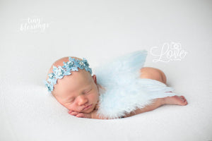 Baby Blue Angel Wing and Beaded Headband
