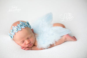 Baby Blue Angel Wing and Beaded Headband