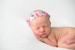 Pink and Silver Iridescent Lace Sequin Headband