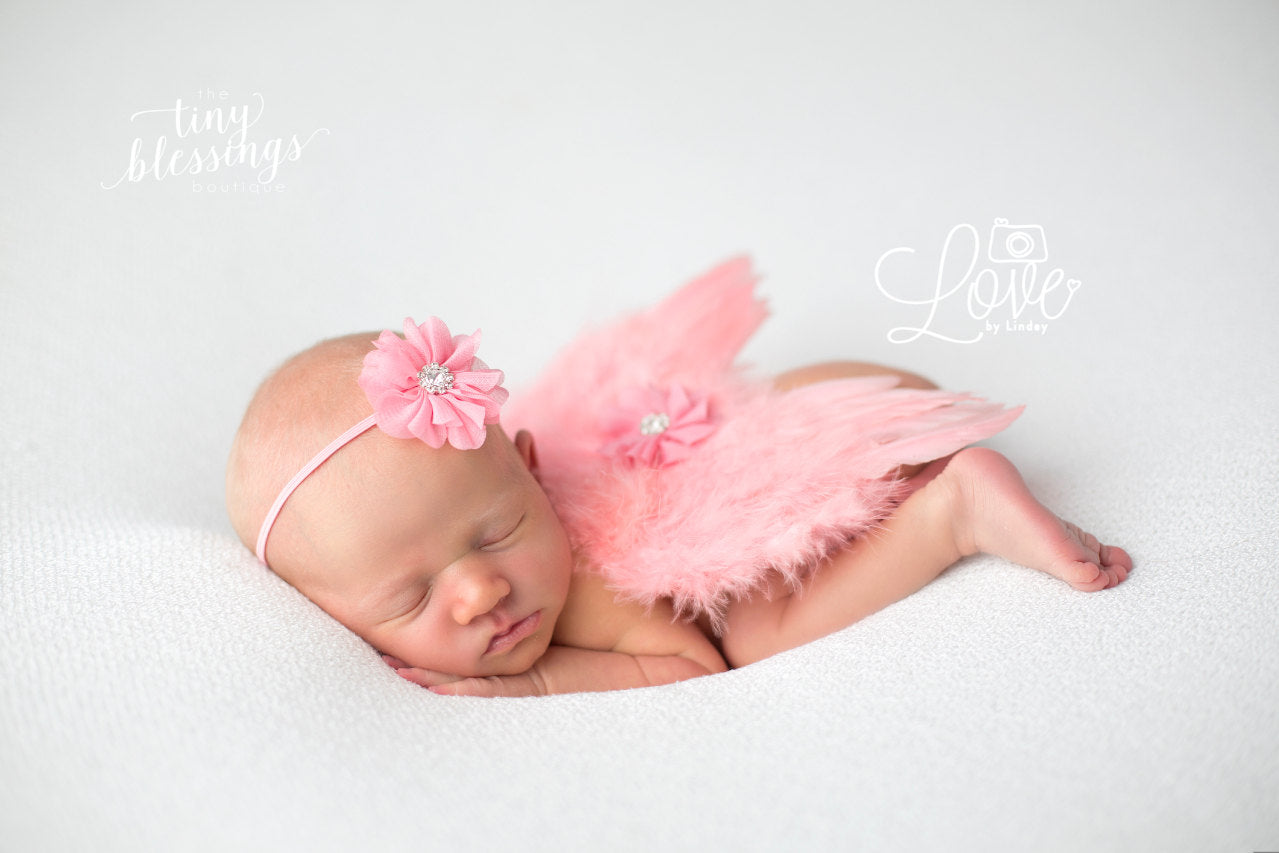 Coral Angel Wings and Flower Headband Set
