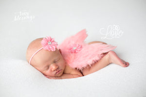 Coral Angel Wings and Flower Headband Set