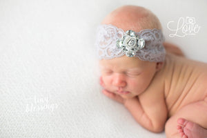 Yellow Flower and Rhinestone Lace Headband