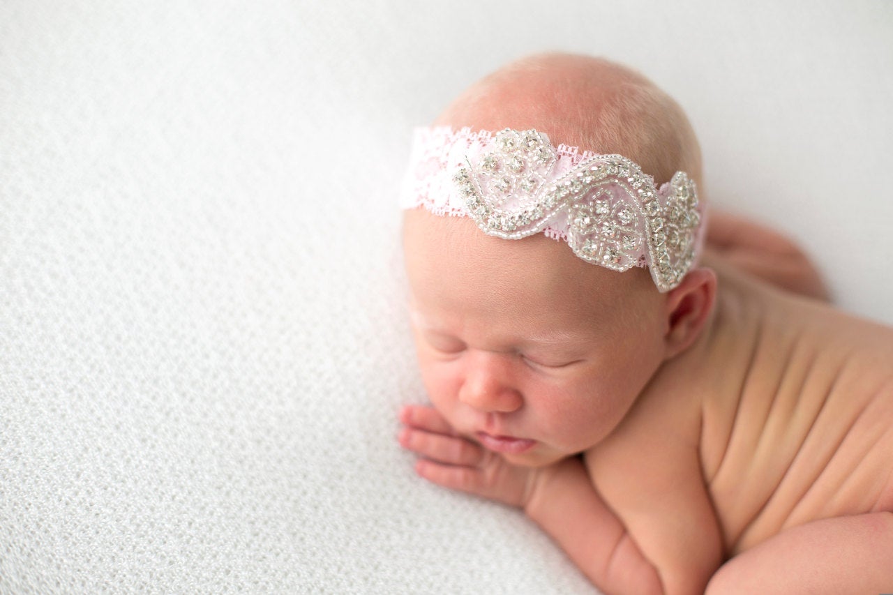 Baby Pink Rhinestone Lace Halo