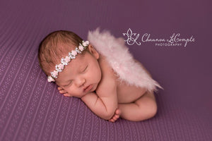 Pink Angel Wings and Floral Rhinestone Headband