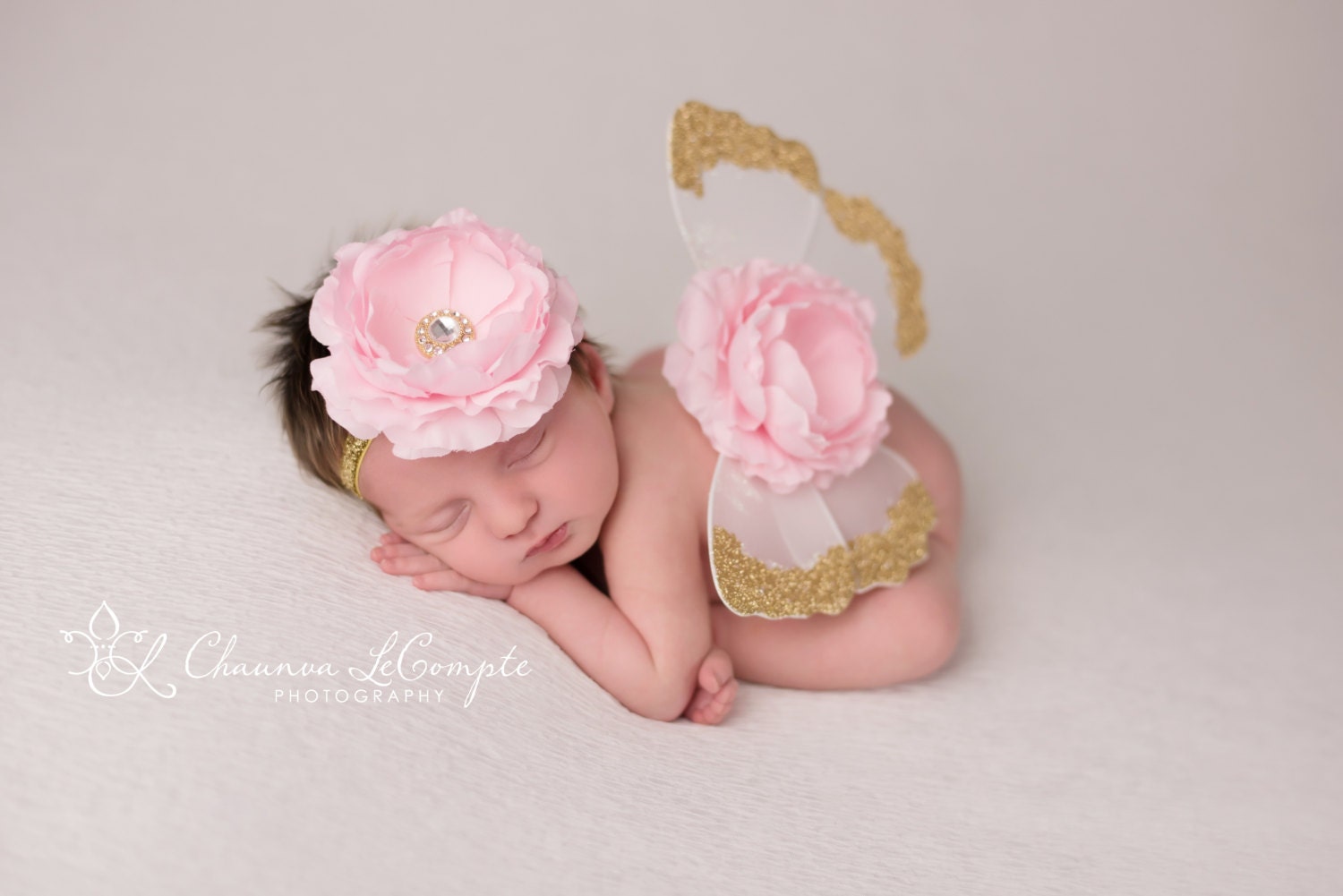 Gold, White and Pink Butterfly Wing Set, Newborn Wings, Newborn Wing Prop, Baby Wing Prop, Newborn Photo Prop, Newborn Butterfly Wings