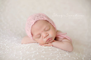 Baby Pink Cable knit Bonnet