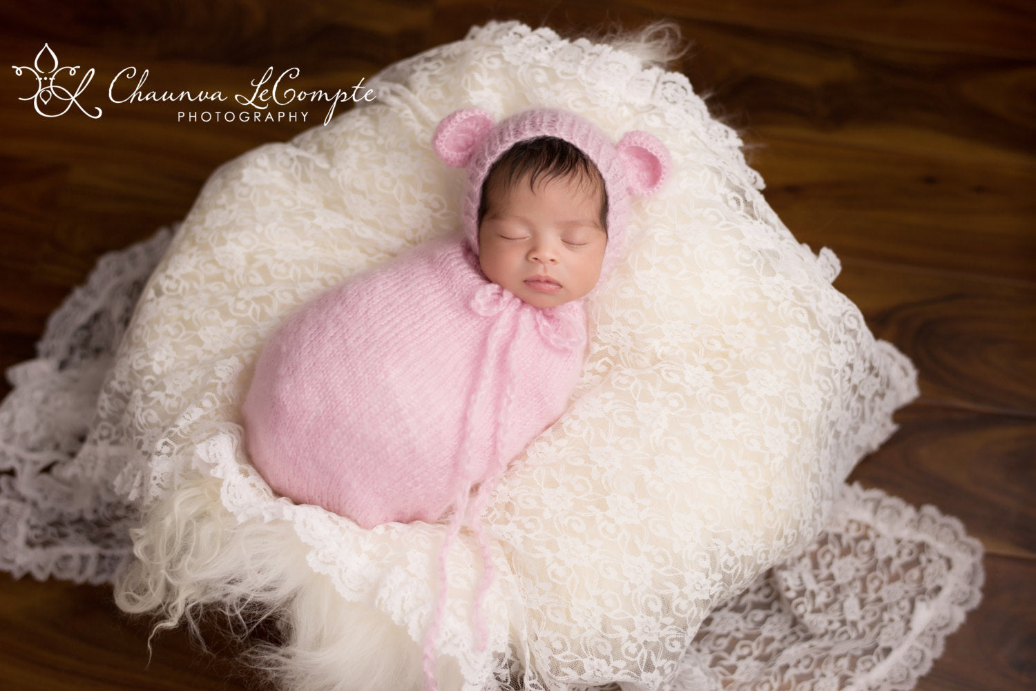Pink Knit Snuggle Sack and Bonnet