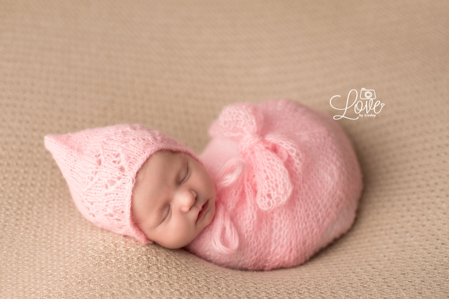 Pink Mohair Bonnet and Wrap