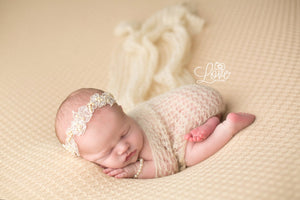 Ivory Lace Halo and Knit Wrap