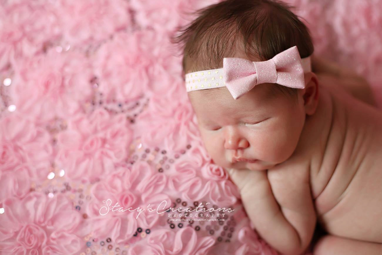 Baby Pink Glitter Bow Headband