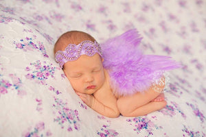 Lavender Angel Wing and Rhinestone Lace Headband