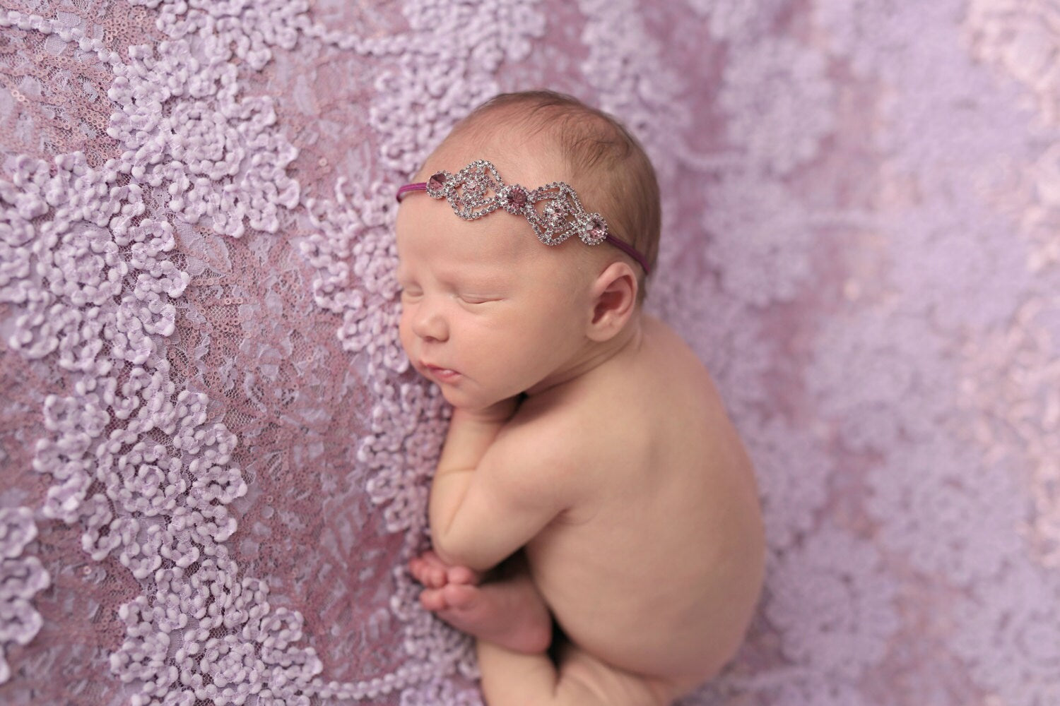 Plum Rhinestone Headband / Rhinestone Headband / Baby Girl Headband / Crystal Headband / Newborn Photo Prop / Newborn Headband