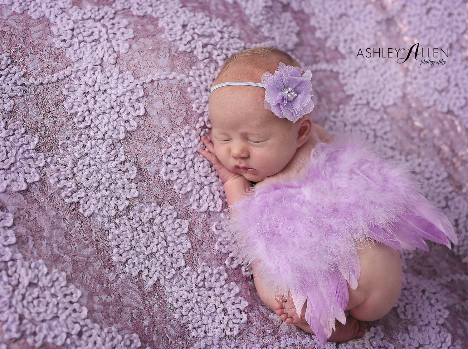 Lavender Baby Wing Set / Baby Angel Wing Set / Flower Headband / Angel Wings / Newborn Photo Prop / Newborn Wing / Newborn Angel Costume