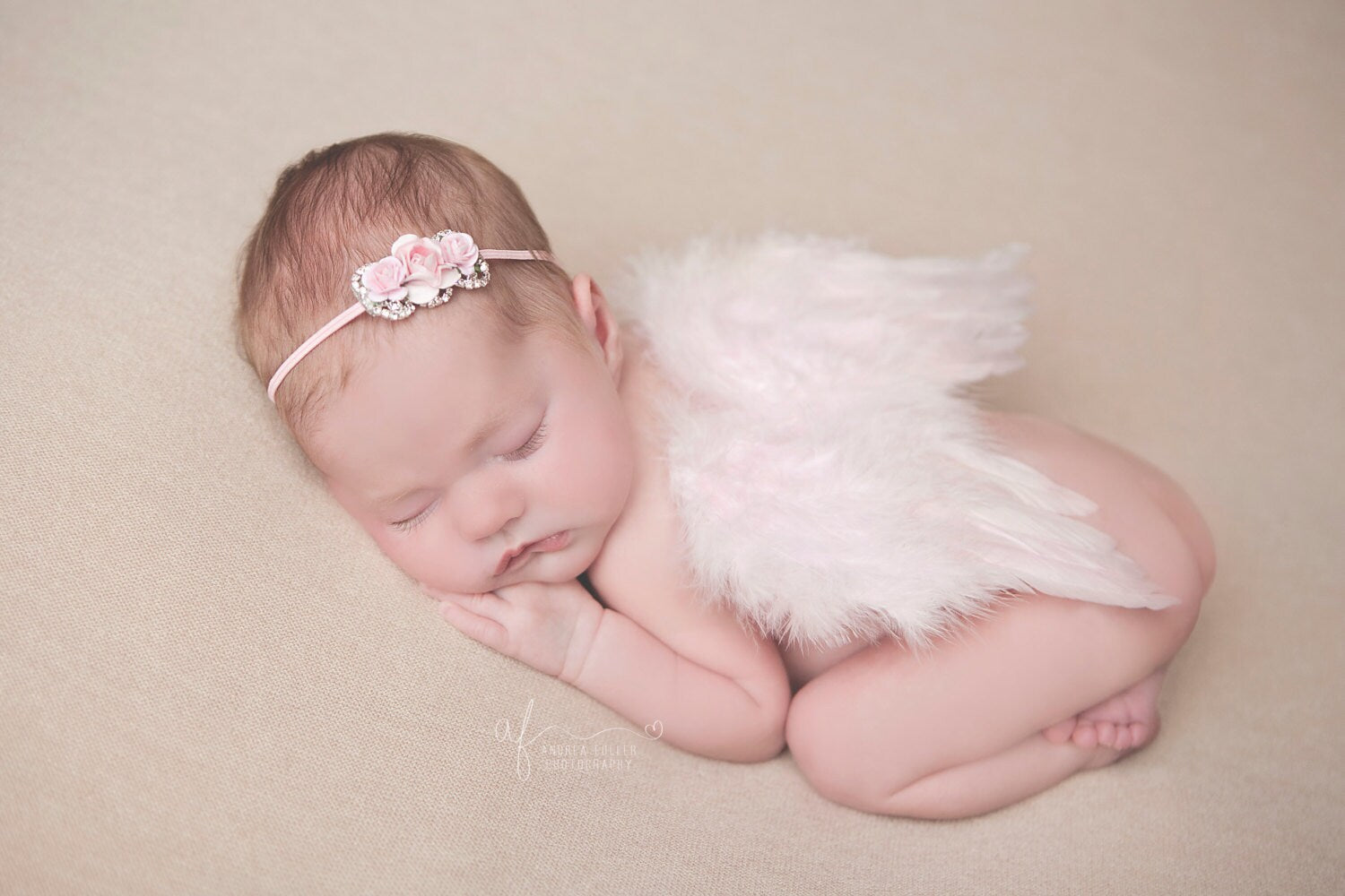 Pink Baby Wing Set / Baby Angel Wing Set / Flower Tie Back / Angel Wings / Newborn Photo Prop / Newborn Wing / Newborn Angel Costume