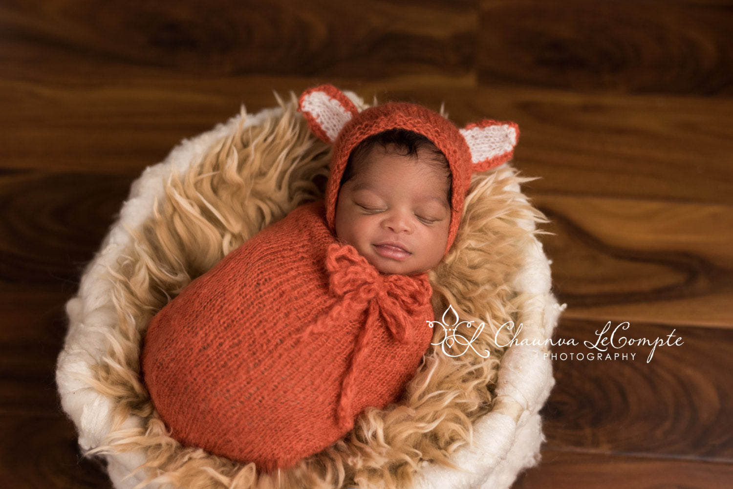 Knit Swaddle Sack and Fox Bonnet /  Newborn Swaddle Sack / Newborn Photo Prop / Knit Photo Prop / Newborn Cocoon / Newborn Sack / RTS