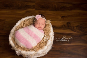 Pink and Ivory Mohair Snuggle Sack and Tie Back