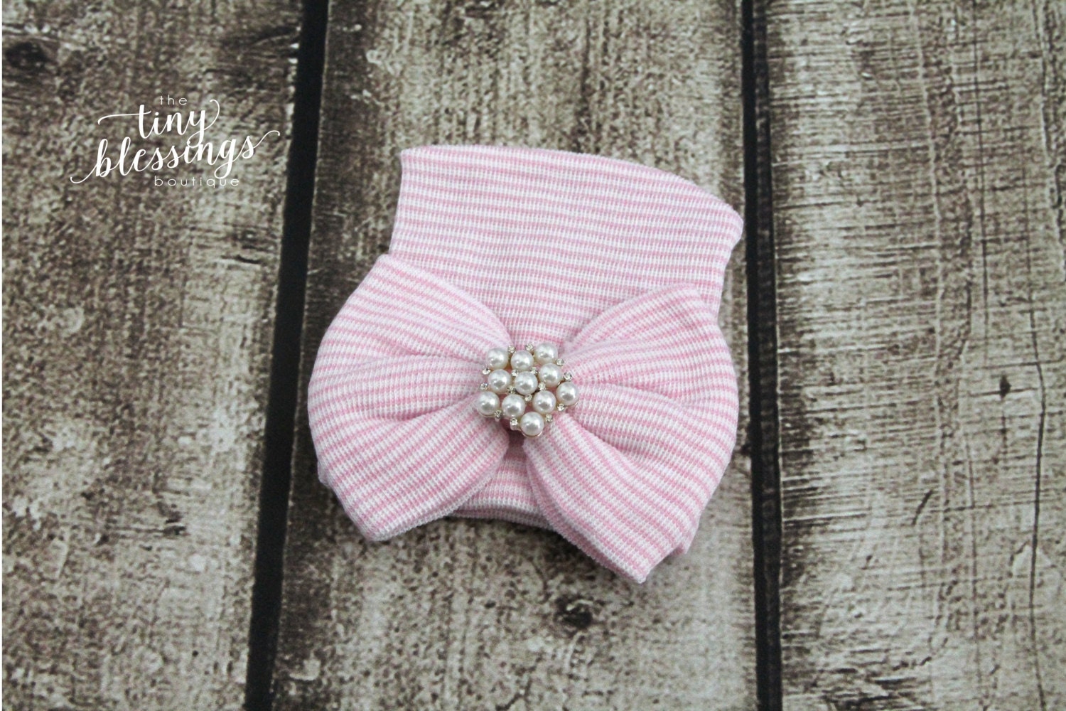 Hospital Hat with Bow / Newborn Beenie / Hospital Beenie / Newborn Hospital Hat / Newborn Hat /  Coming Home Outfit / Pink Hospital Hat