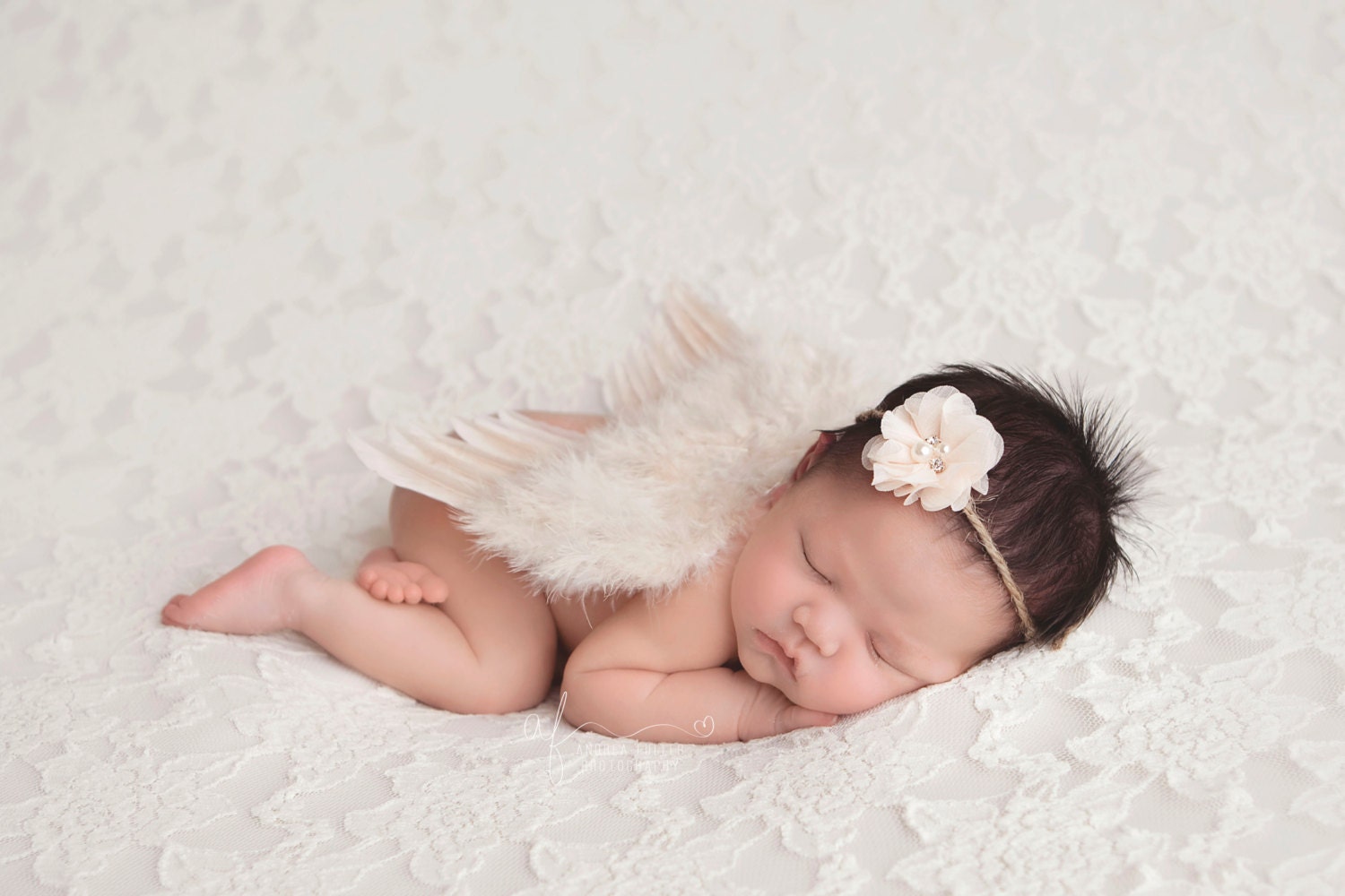 Ivory Baby Wing Set / Baby Angel Wing Set / Blush Tie Back / Angel Wings / Newborn Photo Prop / Newborn Wing / Newborn Angel Costume