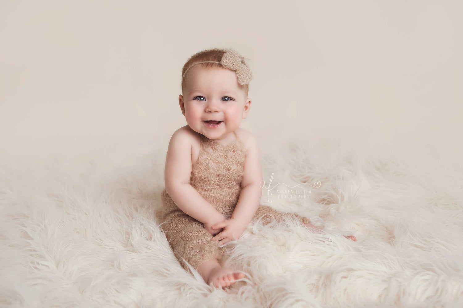 Beige Knit Romper and Tie Back