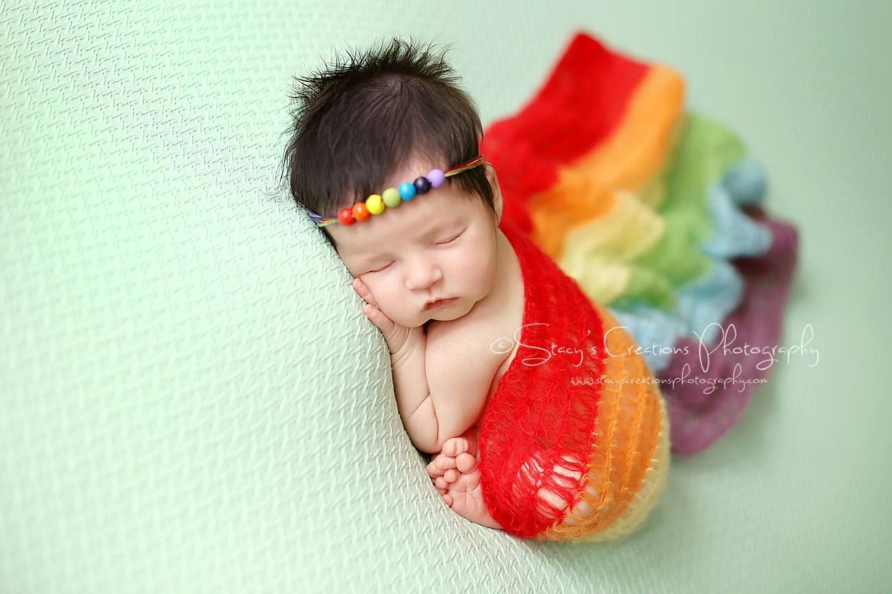Rainbow Baby Tie Back / Rainbow Newborn Wrap / Newborn Photo Prop / Newborn Wrap / Knit Wrap / Rainbow Prop/ Rainbow Headband