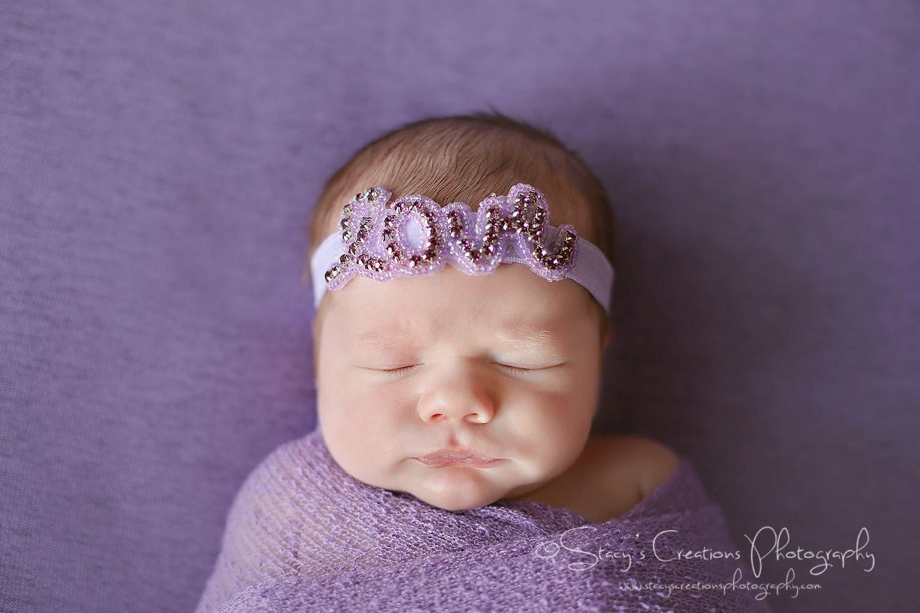 Lavender Rhinestone Love Headband / Rhinestone Headband / Newborn Headband / Baby Headband  / Baby Girl Headband / Baby Shower Gift