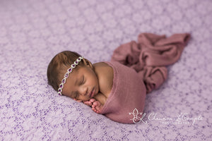 Lavender Knit Wrap / Butter Soft Newborn Wrap / Baby Girl Prop / Baby Girl Headband / Newborn Photo Prop / Newborn Layer / Baby Wrap